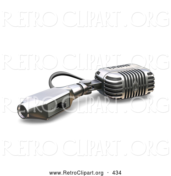 Retro Clipart of a Retro Microphone with a Switch, Tipped over on a White Background