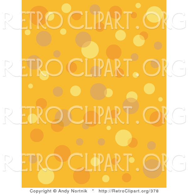 Retro Clipart of a Retro Orange and Yellow Background with Colorful Bubbles and Circles Clipart Illustration