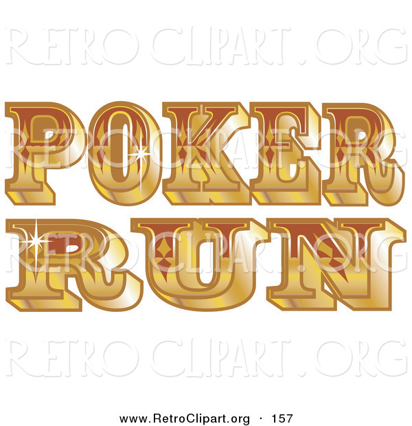 Retro Clipart of a Shiny Golden Western Styled Poker Run Sign