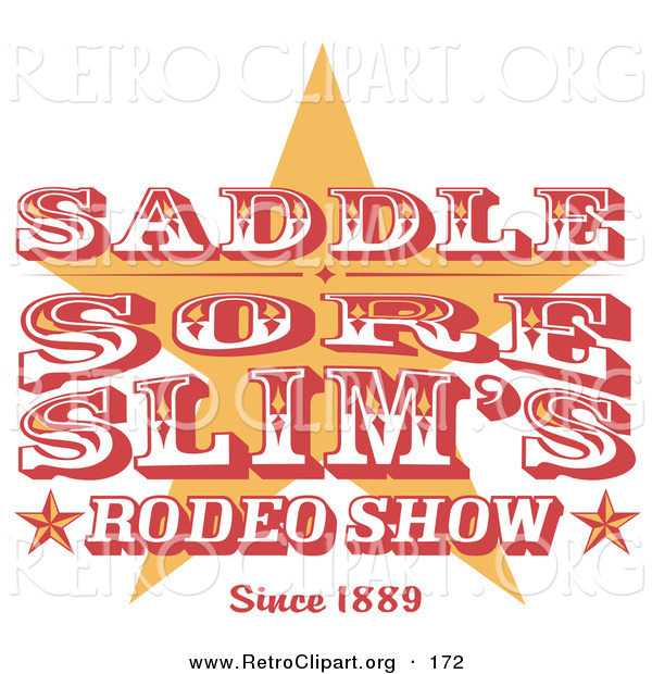 Retro Clipart of a Vintage Rodeo Sign with a Star on White