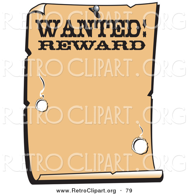 Retro Clipart of a Vintage Wanted Styled Sign Western Background