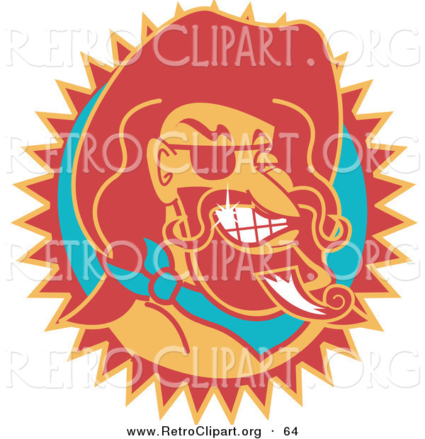 Retro Clipart of a Wild Bill Hickock Smiling and Wearing a Cowboy Hat on White