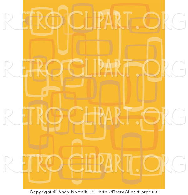 Retro Clipart of an Abstract Orange Background with Boxes in Orange and White