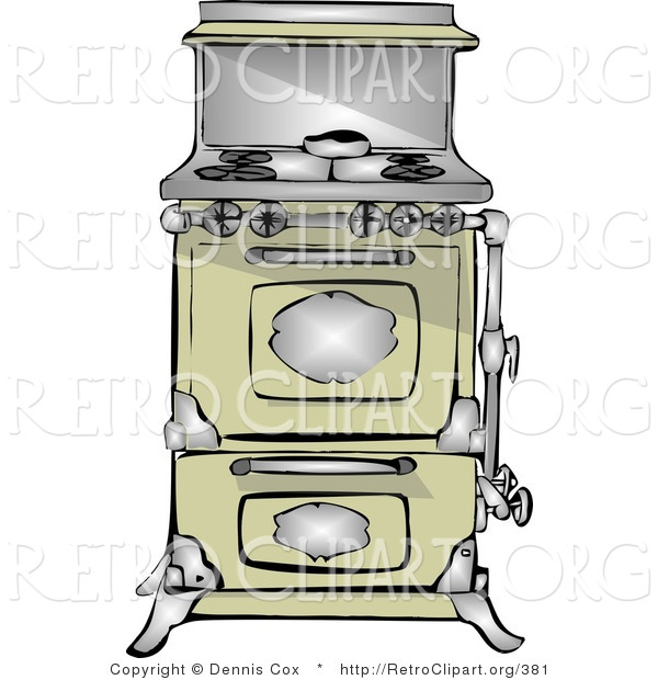 Retro Clipart of an Antique Retro Kitchen Range and Oven