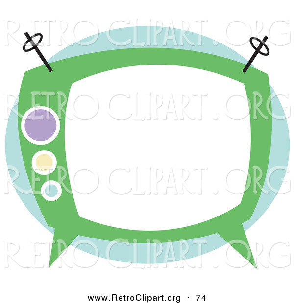 Retro Clipart of an Old Fashioned Green Box Television on White