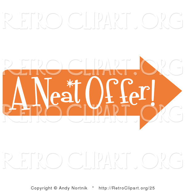 Retro Clipart of an Orange a Neat Offer Arrow