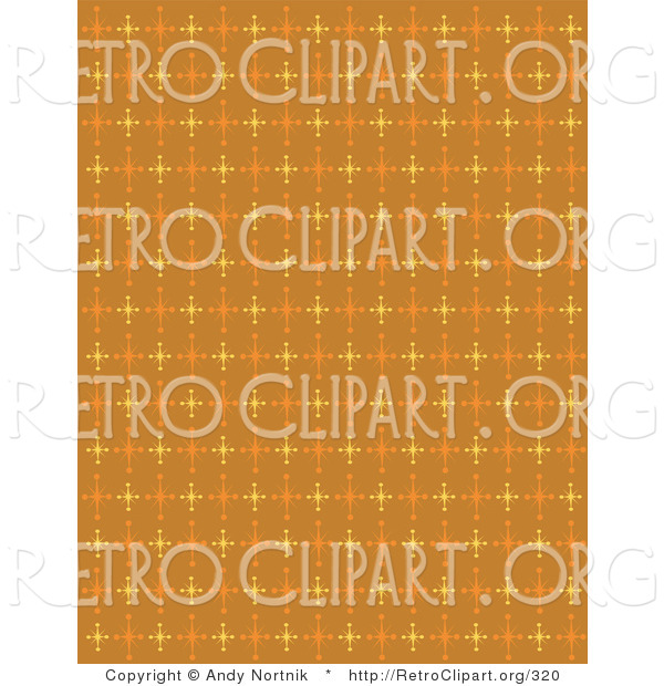 Retro Clipart of an Orange Background with Colorful Star Pattern