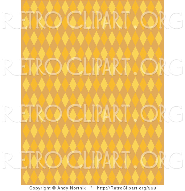 Retro Clipart of an Orange Patterned Background with Colorful Diamonds