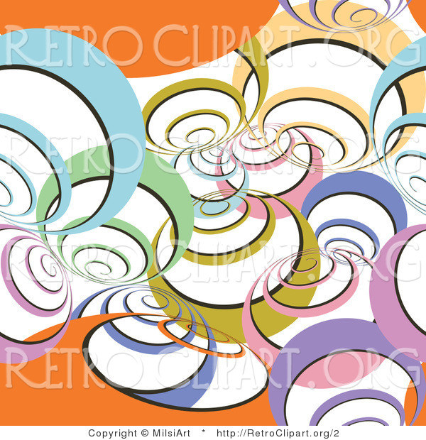 Vector Retro Clipart of a Colorful Circle Signals on White and Orange