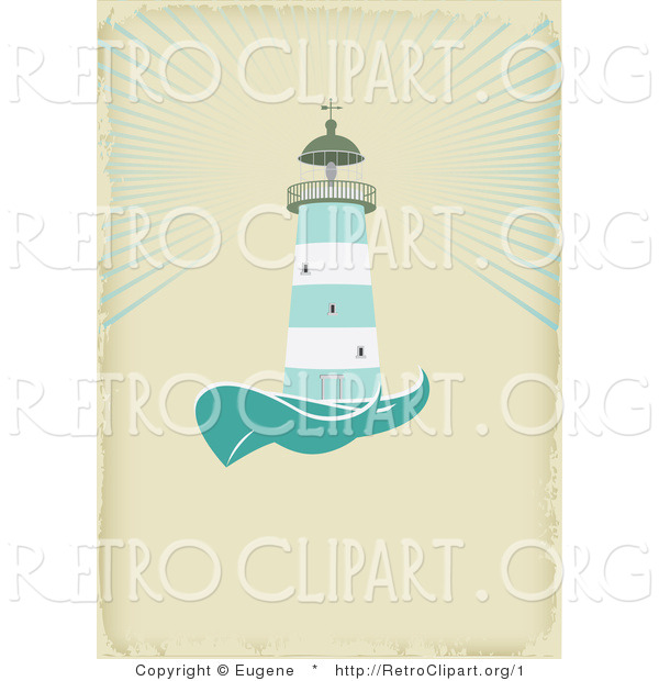 Vector Retro Clipart of a Nautical Light House on Tan