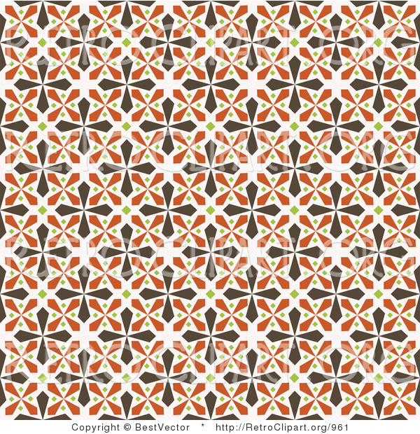 Vector Retro Clipart of a Seamless Brown and Orange Kaleidoscope Cross Background