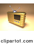 Clipart of a 3d Gold Retro Radio by Julos
