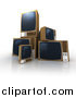 Clipart of a 3d Old Box TVs by