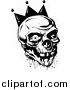Clipart of a Black and White Bloody Joker Skull with Missing Teeth and One Eyeball by Lawrence Christmas Illustration