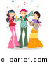 Clipart of a Dancing Teens at a Hippie Party by BNP Design Studio