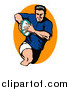 Clipart of a Male Retro Rugby Football Player by Patrimonio
