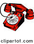 Clipart of a Red Retro Desk Telephone by Patrimonio