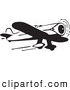 Clipart of a Retro Black and White Airplane by BestVector