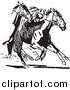 Clipart of a Retro Black and White Jockey and Racing Horses by BestVector