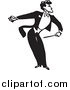 Clipart of a Retro Black and White Music Conductor Bowing by BestVector