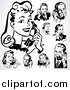 Clipart of a Retro Black and White People Using Telephones by BestVector