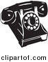 Clipart of a Retro Black and White Phone by BestVector