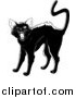 Clipart of a Retro Black Cat Arching Its Back, Twitching Its Tail and Hissing by Lawrence Christmas Illustration