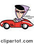 Clipart of a Retro Lady Driving a Convertible Car in a Purple Head Scarf by Andy Nortnik