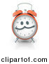 Clipart of a Retro Orange Alarm Clock with a Face by Mopic