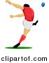 Clipart of a Retro Rugby Football Player Kicking by Patrimonio