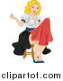 Clipart of a Sexy Blond White Pinup Woman Sewing by BNP Design Studio