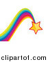 Clipart of a Yellow Star with a Bouncing Rainbow Trail by MilsiArt