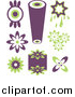 Clipart of Purple and Green Retro Icons by Prawny