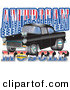 Retro Clipart of a Black 1955 Chevrolet Muscle Car with Text Reading "American Muscle" with Stars and Stripes by Andy Nortnik