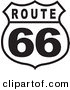 Retro Clipart of a Black and White Bold Route 66 Sign by Andy Nortnik