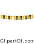 Retro Clipart of a Black, Yellow and Orange Happy Halloween Banner Strung up for a Party by Andy Nortnik