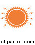 Retro Clipart of a Blazing Hot Orange Sun on WhiteBlazing Hot Orange Sun on White by Andy Nortnik