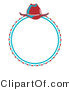 Retro Clipart of a Blue Cowboy Lasso and Hat in a Circle by Andy Nortnik