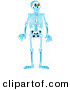 Retro Clipart of a Blue Human Skeleton Standing Upright on a Solid White Background by Andy Nortnik