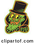 Retro Clipart of a Cheerful and Grinning Human Skeleton Wearing a Hat, Glasses and a Bowtie by Andy Nortnik