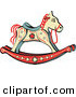 Retro Clipart of a Child's Rocking Horse with Star Decorations on White by Andy Nortnik