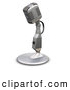 Retro Clipart of a Chrome Vintage Old Fashioned Microphone with a Little Table Top Stand, on a White Background by KJ Pargeter