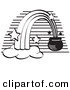Retro Clipart of a Coloring Page of a Pot of Gold at the End of a Rainbow with Stars by Andy Nortnik