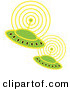 Retro Clipart of a Couple of Matching Green UFOs Flying in Space and Communicating with Eachother by Andy Nortnik