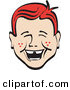 Retro Clipart of a Cute and Happy Red Haired Freckled Boy with Missing Front Teeth, Laughing Retro by Andy Nortnik