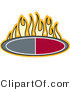 Retro Clipart of a Flames Above a Two-Toned Oval by Andy Nortnik