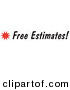 Retro Clipart of a Free Estimates Sign with a Star Burst on White by Andy Nortnik