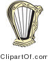 Retro Clipart of a Gold Harp Instrument over a Solid White Background by Andy Nortnik