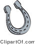 Retro Clipart of a Gray Metal Lucky Horseshoe over a White Background by Andy Nortnik