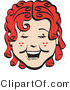 Retro Clipart of a Happy Curly Red Haired Girl with a Few Freckles, Laughing by Andy Nortnik